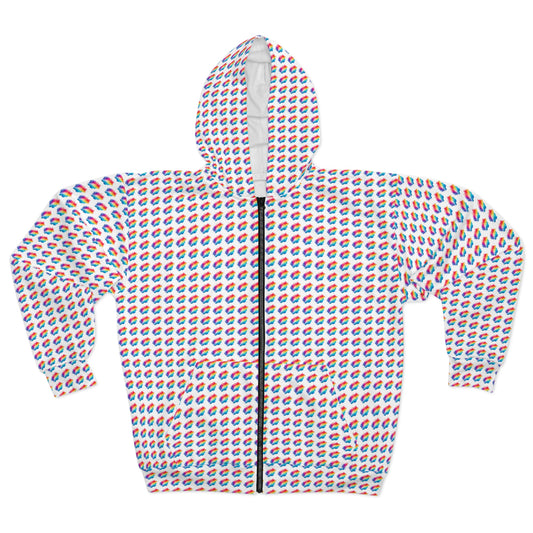 Vibrant Zip Hoodie for Every Occasion, Graphic Unisex Hoodie, Colorful AOP Design, Cozy Fashion Layer, Perfect Gift for Friends