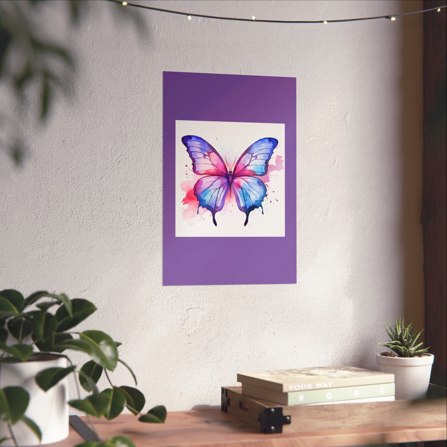 Butterfly Watercolor Matte Poster — Purple Vertical Art Print