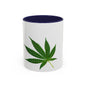 Marijuana Leaf Accent Coffee Mug | Cannabis Lover's Gift, Unique Coffee Cup, Pothead Mug, Stoner Gift Idea, Greenery Decor