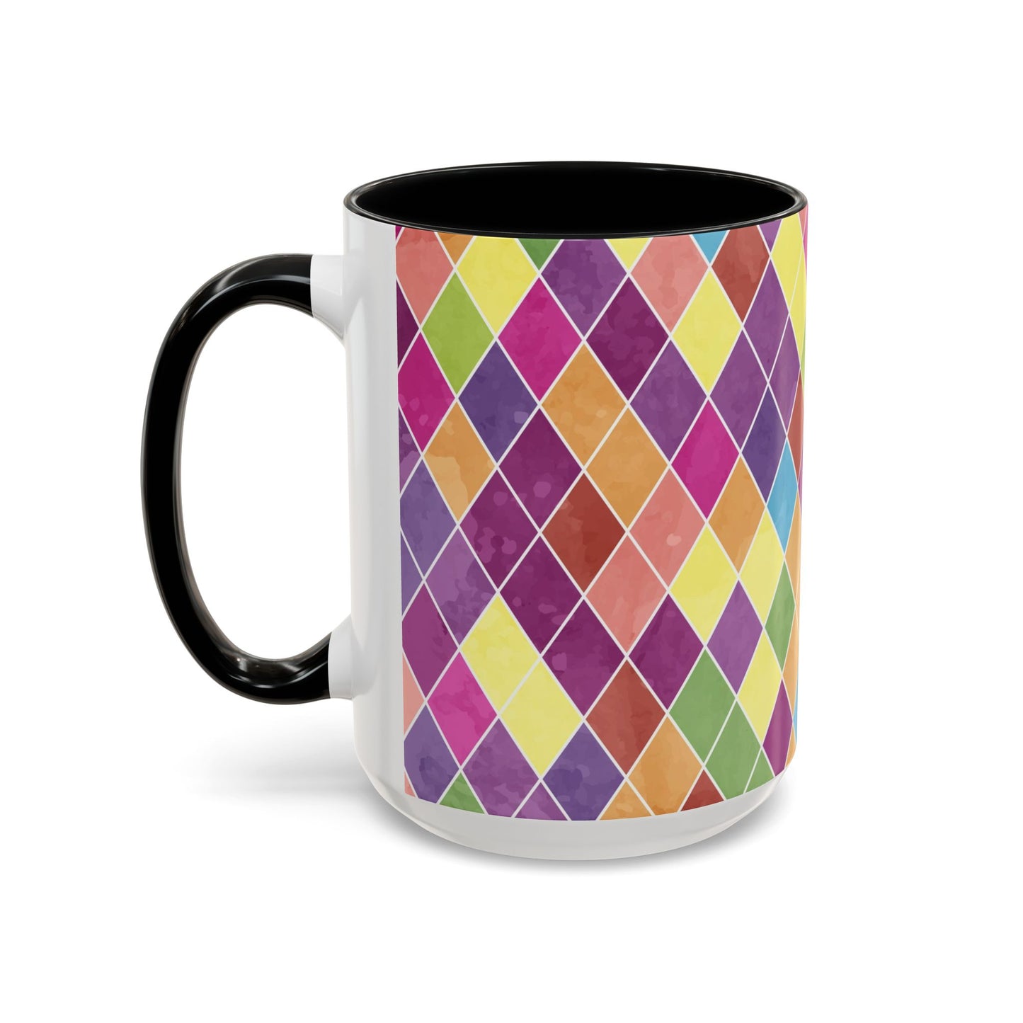 Colorful Diamond Pattern Coffee Mug, Coffee Lover Gift, Bright Kitchen Decor, Artistic Mug, Vibrant Drinkware