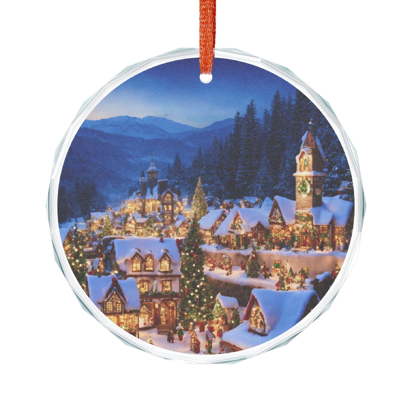 Crystal Heart Ornament — Snowy Christmas Village Glass Decoration