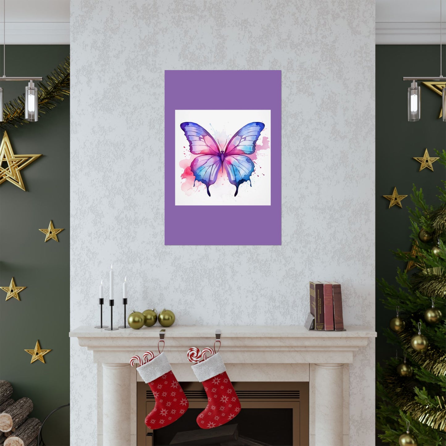 Butterfly Watercolor Matte Poster — Purple Vertical Art Print