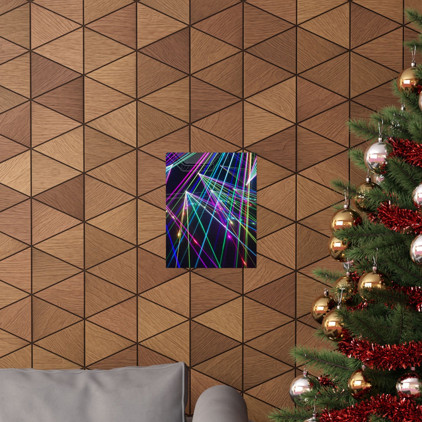 Neon Laser Light Vertical Poster, Colorful Wall Art for Home Music Festival