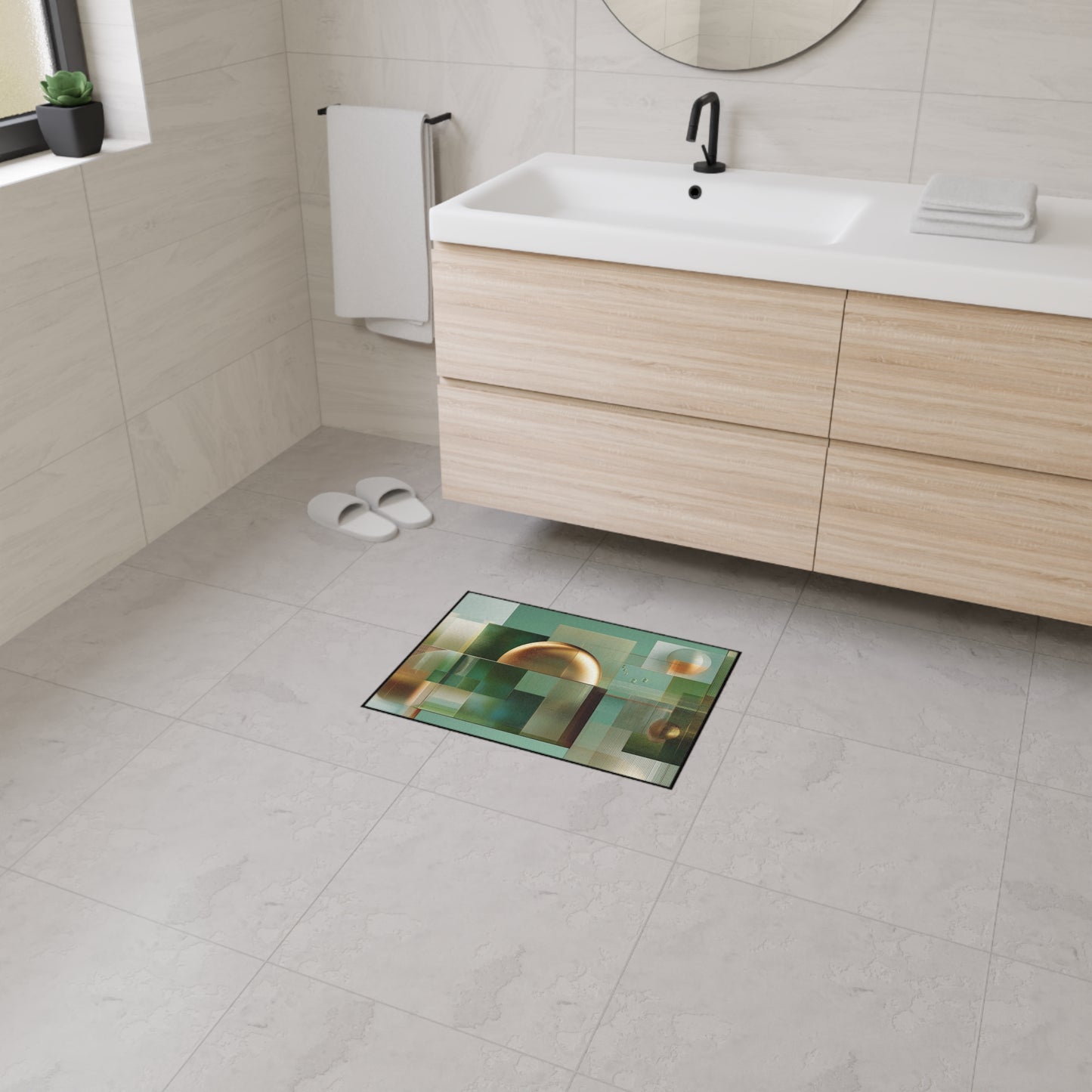Geometric Gold Sphere Heavy-Duty Floor Mat