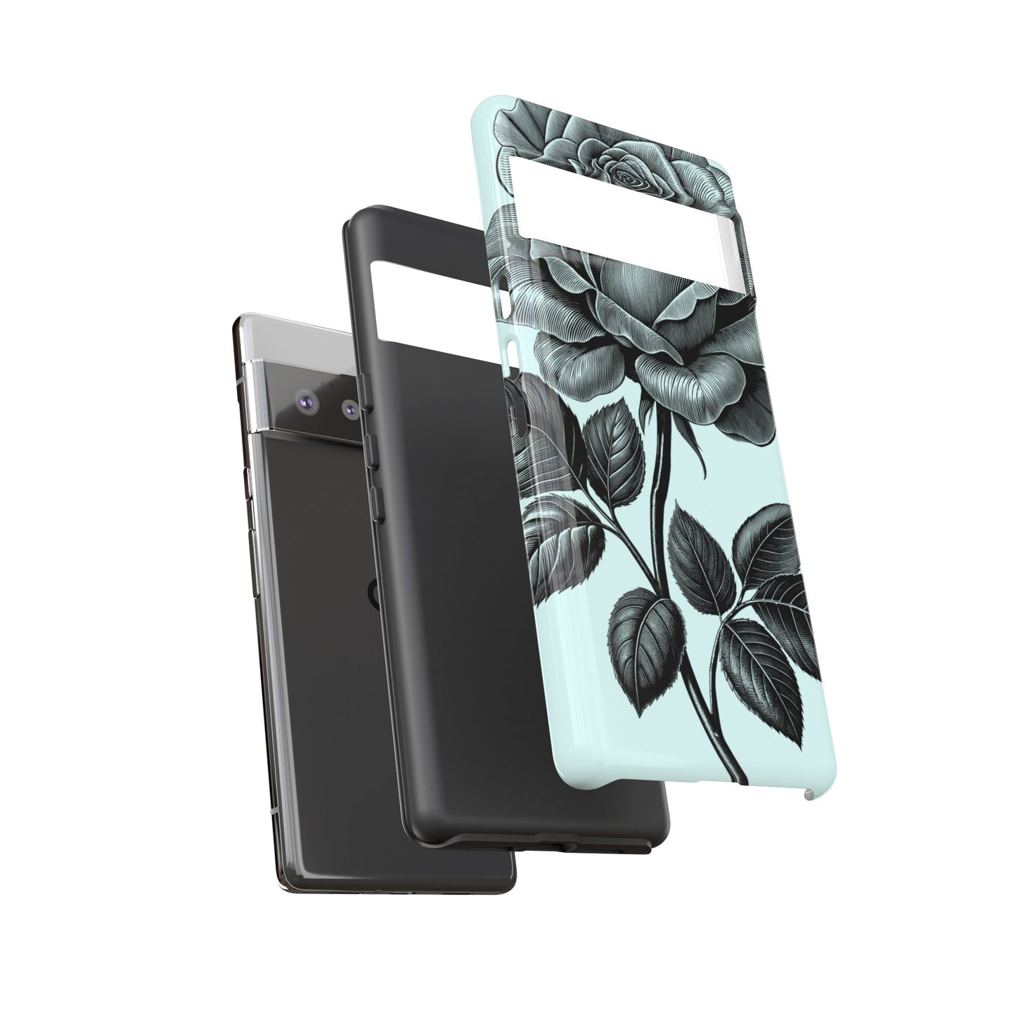 Elegant Floral Phone Case, Tough Cases for iPhones, Black Rose Design, Gift for Her, Stylish Phone Cover, Birthday Gifts