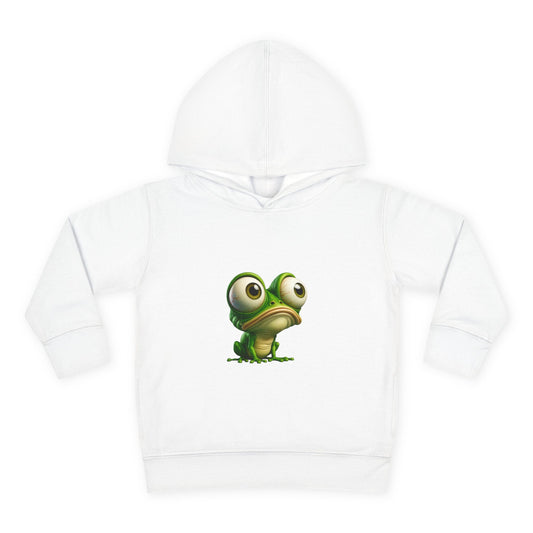 Whimsical Toddler Frog Pullover Hoodie, Cute Kids Fleece Sweater, Playful Toddler Clothing, Children's Gift, Animal Lover Apparel