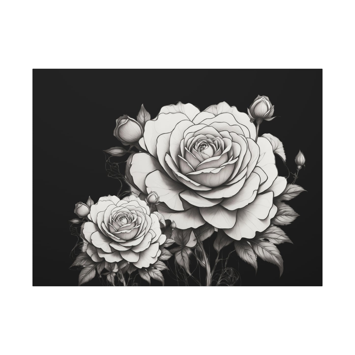 Monochrome Rose Canvas Print — Black & White Floral Wall Art