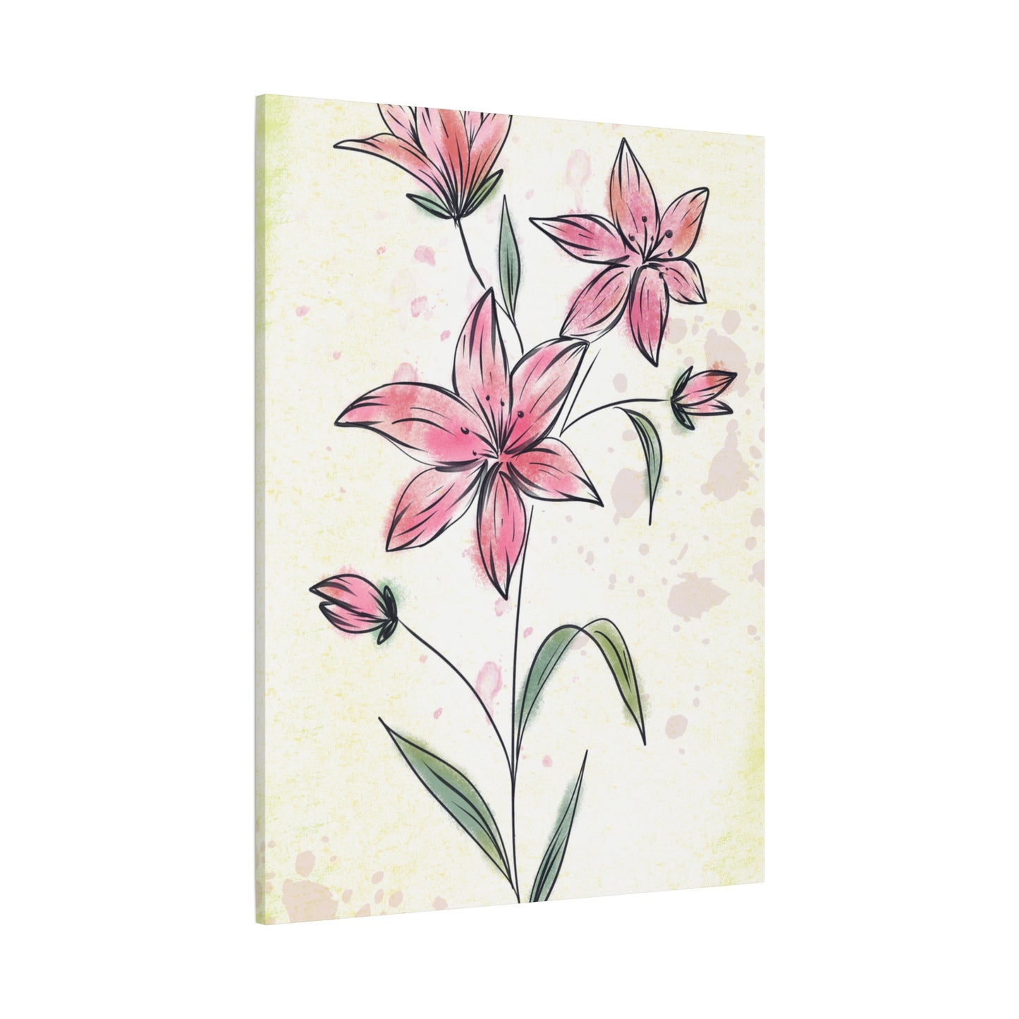 Matte Canvas, Stretched, 1.25" Tulips Pink Flowers