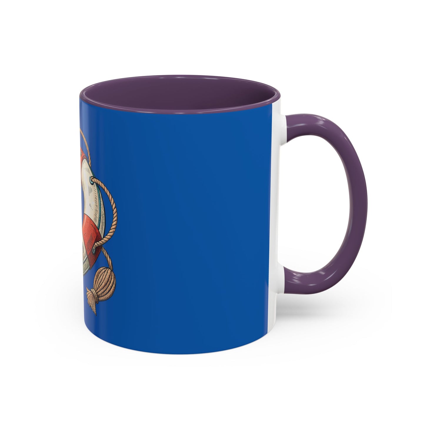 Lifesaver Accent Coffee Mug - Nautical Gift, Beach Decor, Sailor's Coffee Cup, Ocean Lover Mug, Summer Vibes