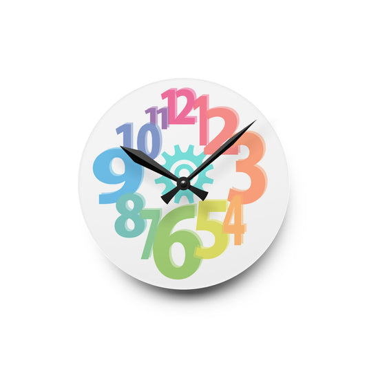Colorful Gear-Inspired Acrylic Wall Clock, Modern Home Decor, Unique Gift, Playful Wall Art, Fun Timepiece for Kids' Rooms, Nursery Decor