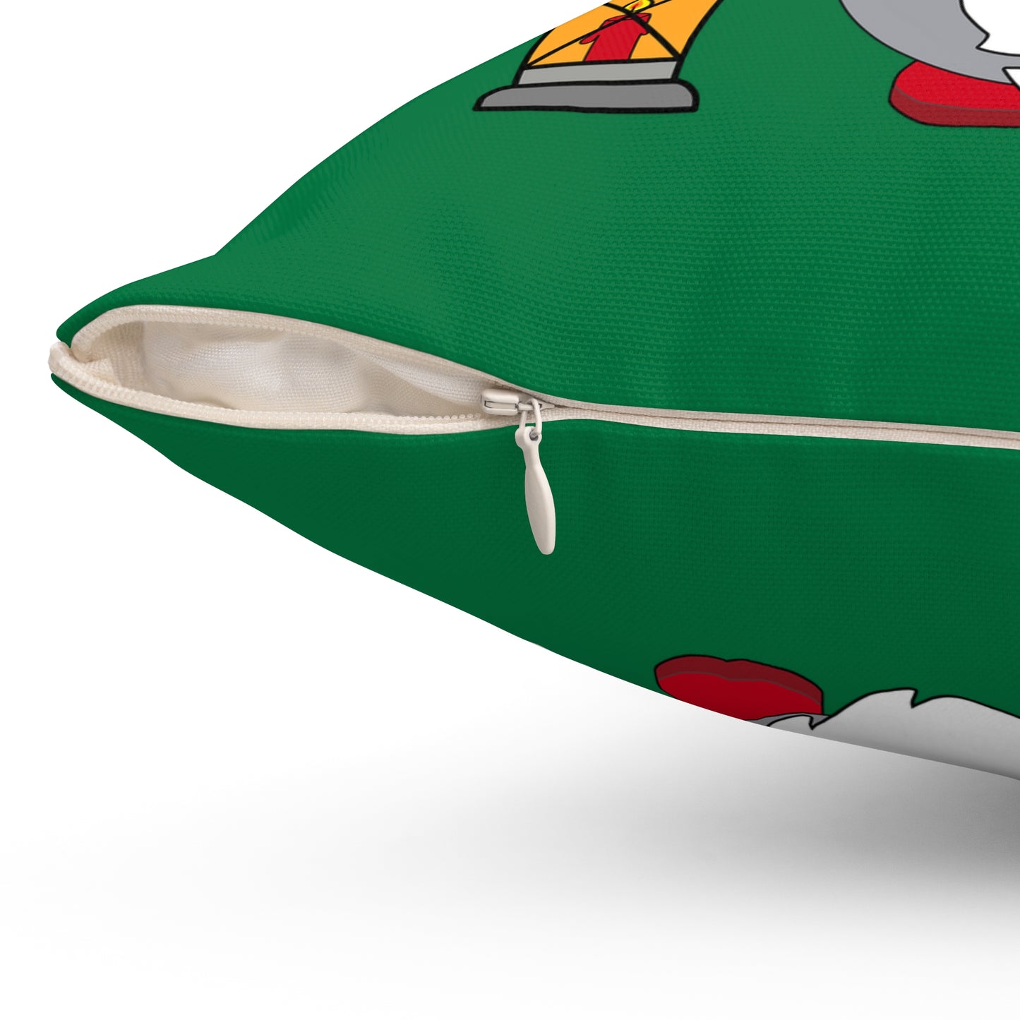 Christmas Gnome Pillow — Green Holiday Throw Pillow with Lantern