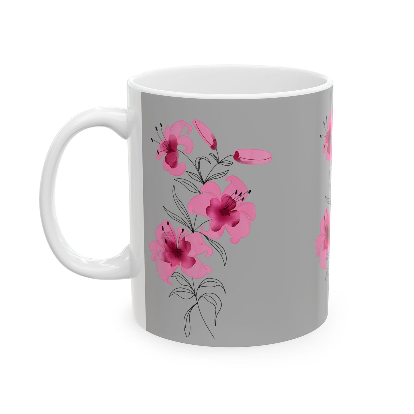 Floral Ceramic Mug - 11oz & 15oz, Cute Gift for Her, Coffee Tea Cup, Floral Decor, Home Office Accessory, Birthday, Mother's Day