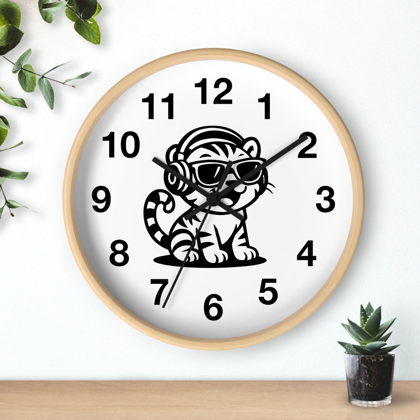 Cool Cat Design Wall Clock - Fun Decor for Animal Lovers, Tiger Clock, Unique Home Gift, Trendy Animal Wall Art, Kids Room Decor