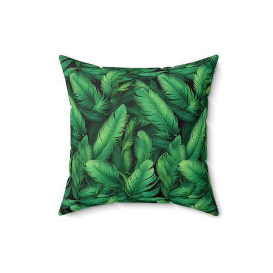 Tropical Leaf Pillow, Green Botanical Cushion, Home Decor, Boho Accent, Gift for Nature Lovers, Living Room Soft Furnishings