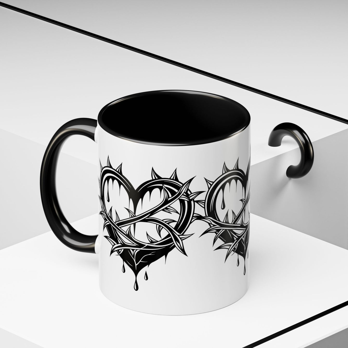 Gothic Heart Mug, Unique Art Coffee Cup for Gifting, Gothic Home Decor, Perfect for Friends, Gothic Style Drinkware