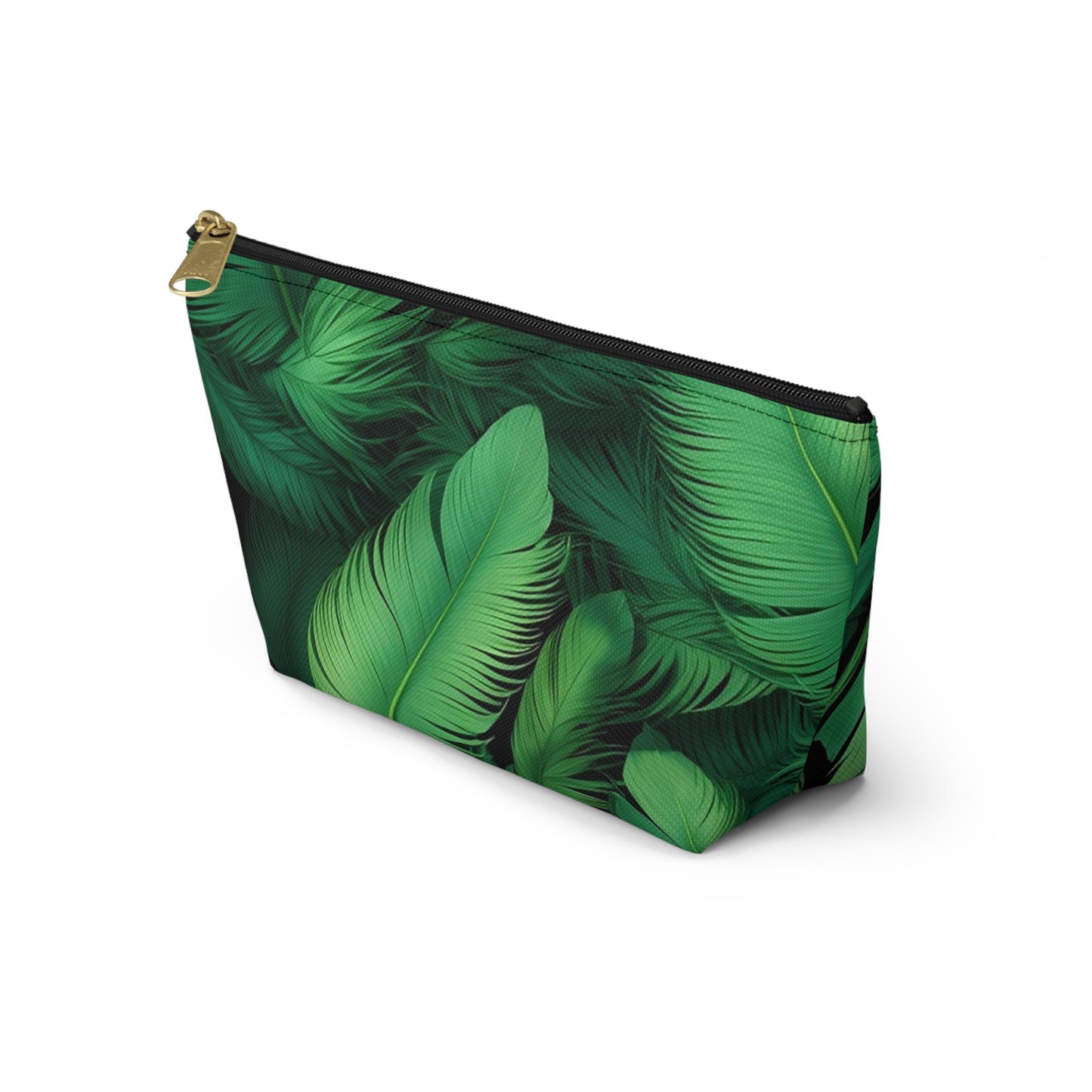 Tropical Leaf Accessory Pouch, Eco-Friendly Makeup Bag, Travel Organizer, Green Floral Pouch, Cute Gift for Nature Lovers