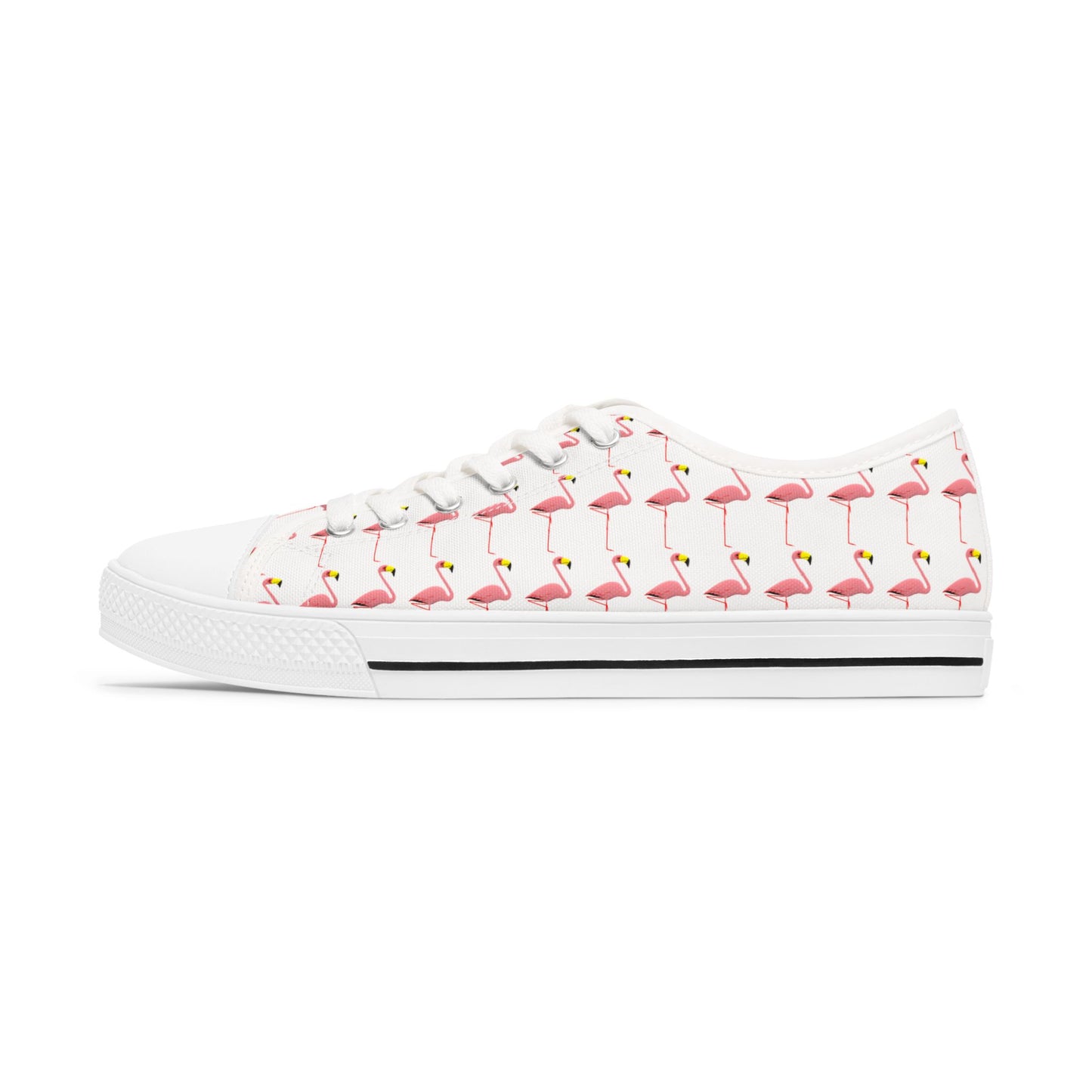 Low Top Sneakers — Pink Flamingo Pattern Casual Canvas Shoes