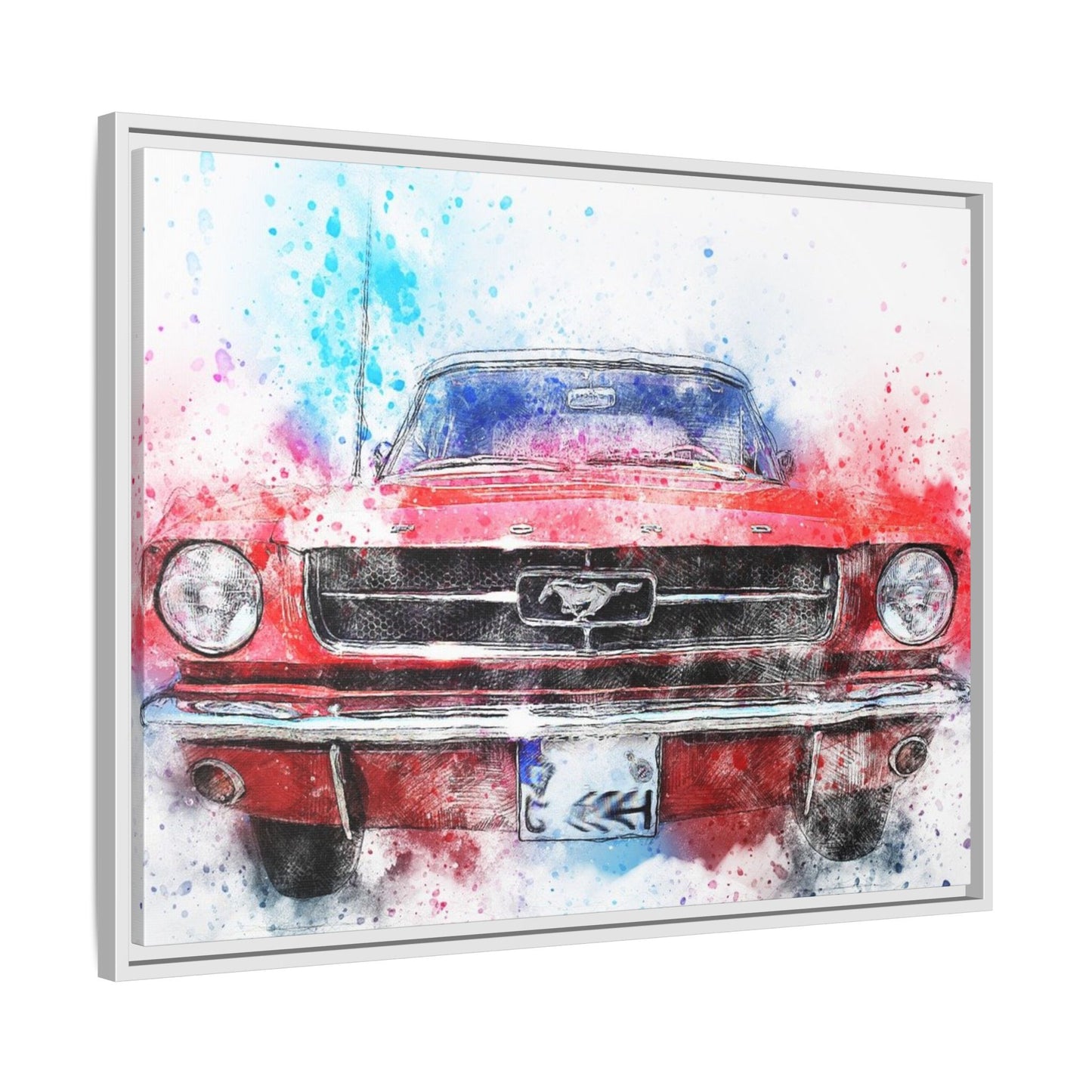 Matte Canvas, Framed Mustang Car