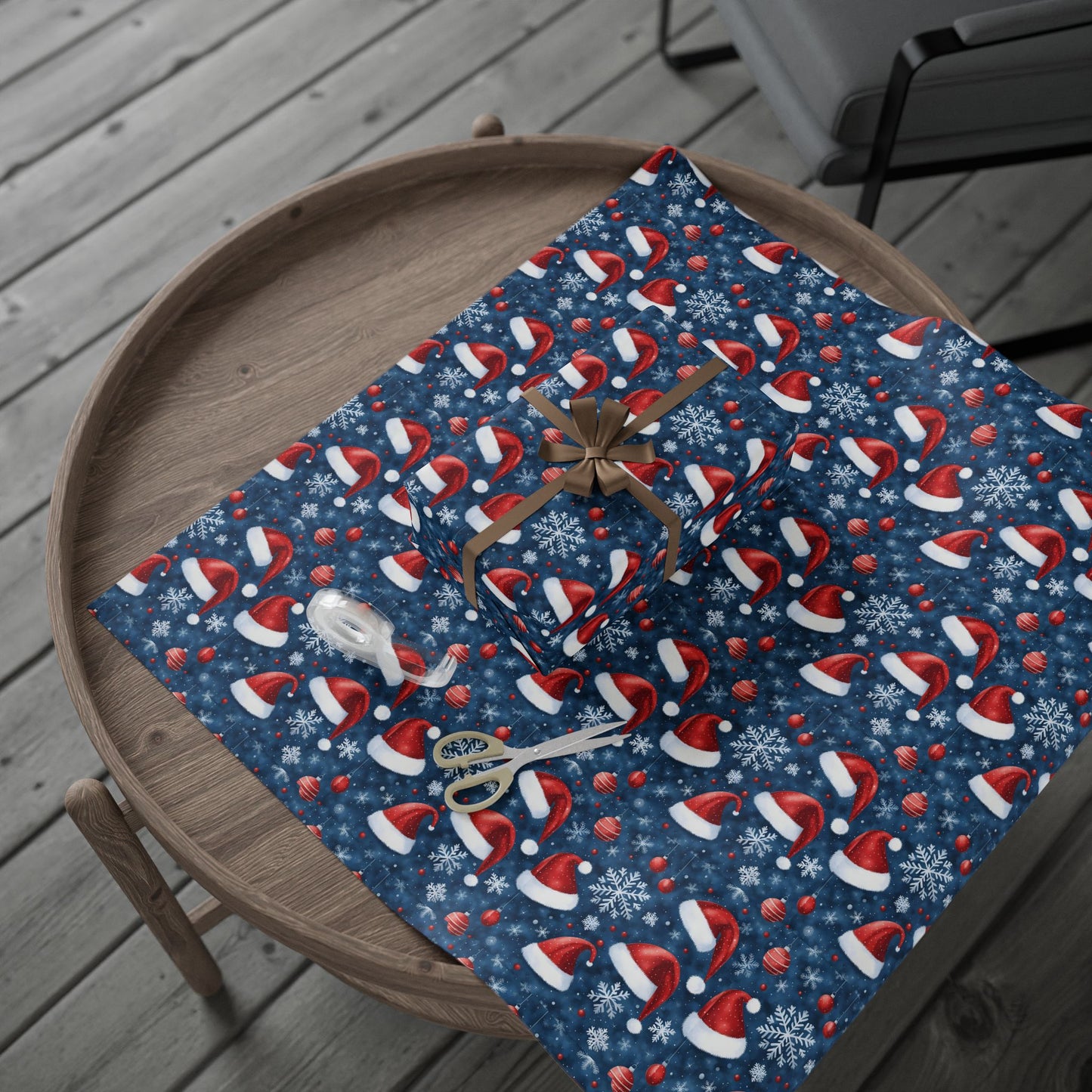 Christmas Santa Hat Wrapping Paper Roll — Festive Snowflake Gift Wrap