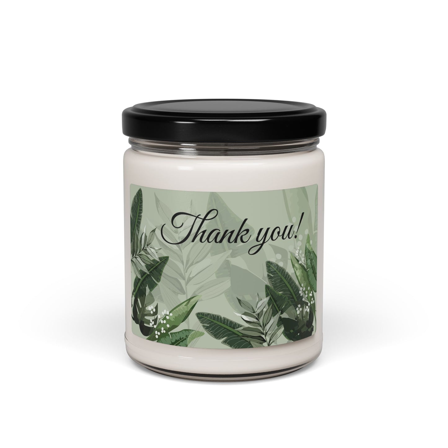 Thank You Soy Candle — 9oz Scented Jar with Botanical Design