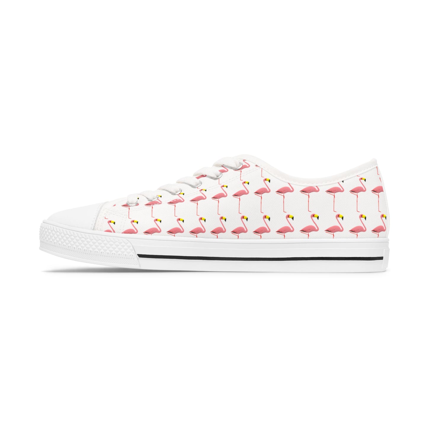 Low Top Sneakers — Pink Flamingo Pattern Casual Canvas Shoes
