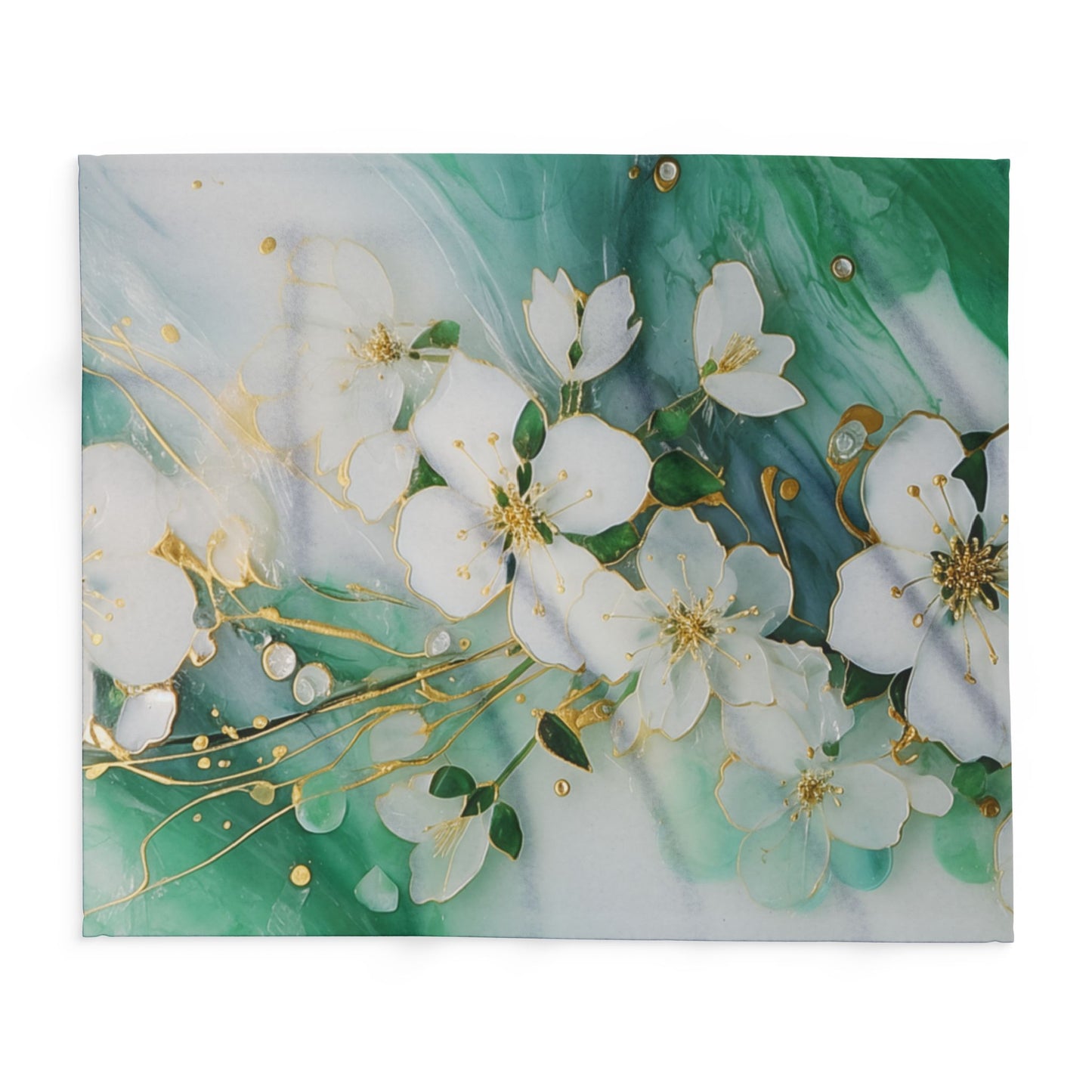Elegant Floral Arctic Fleece Blanket, Cozy Home Decor, Gift for Her, Wedding Present, Nursery Accent, Luxe Throw