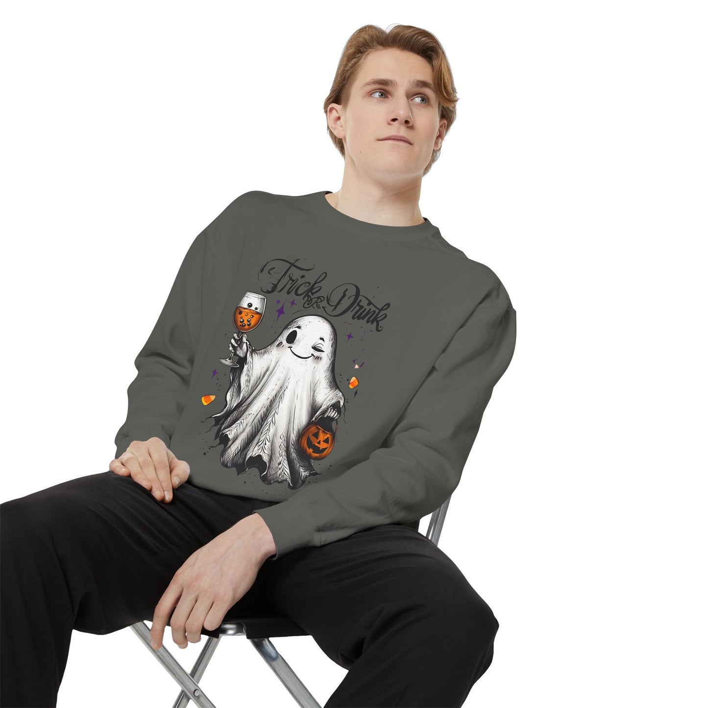 Spooky Ghost Sweatshirt | Trick or Treat Apparel, Halloween Gift, Cozy Unisex Top, Fall Fashion, Casual Wear