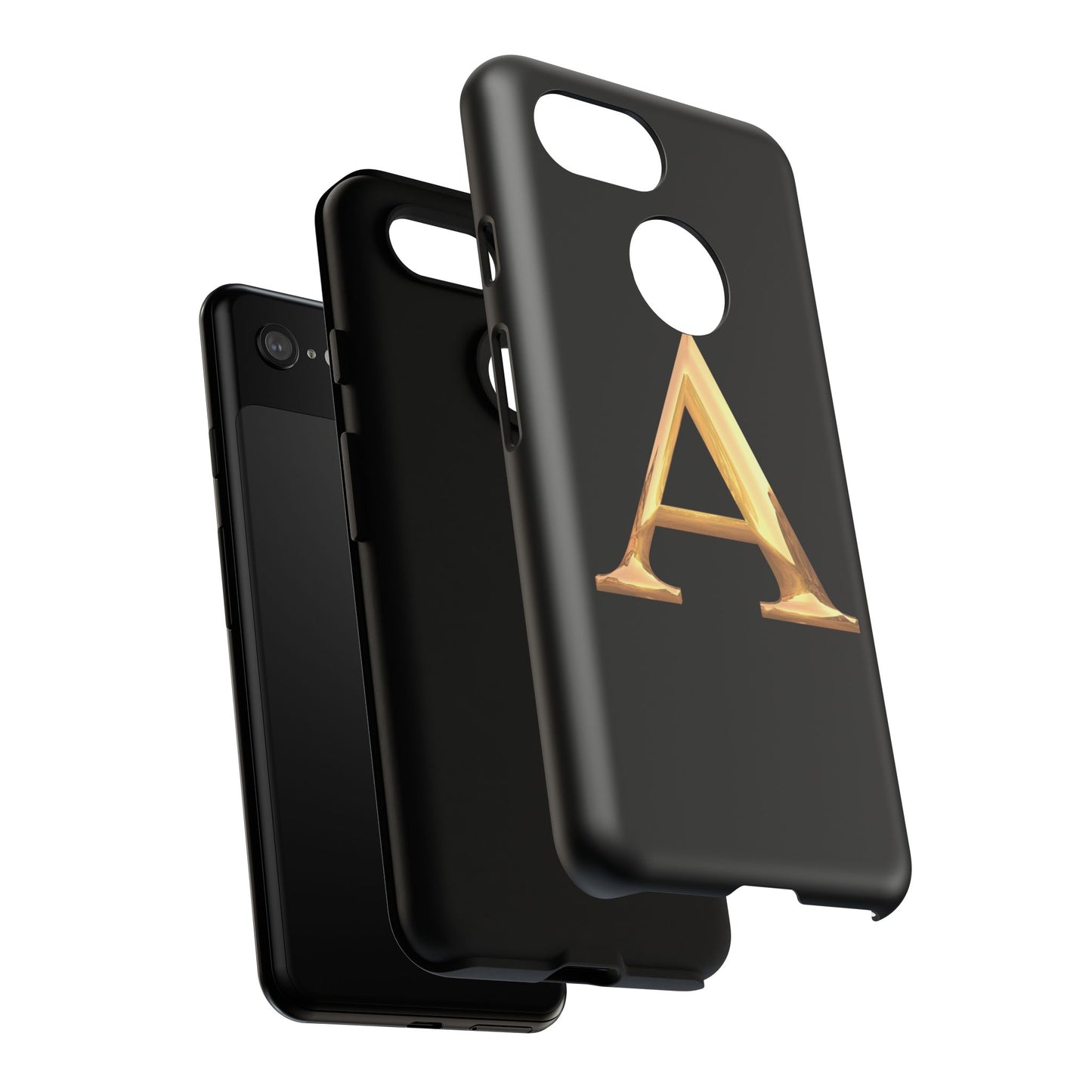 Custom Phone Case with Gold Letter A, Monogrammed Gift, Tough Protective Case, Personalized Phone Accessory, Unique Phone Cover