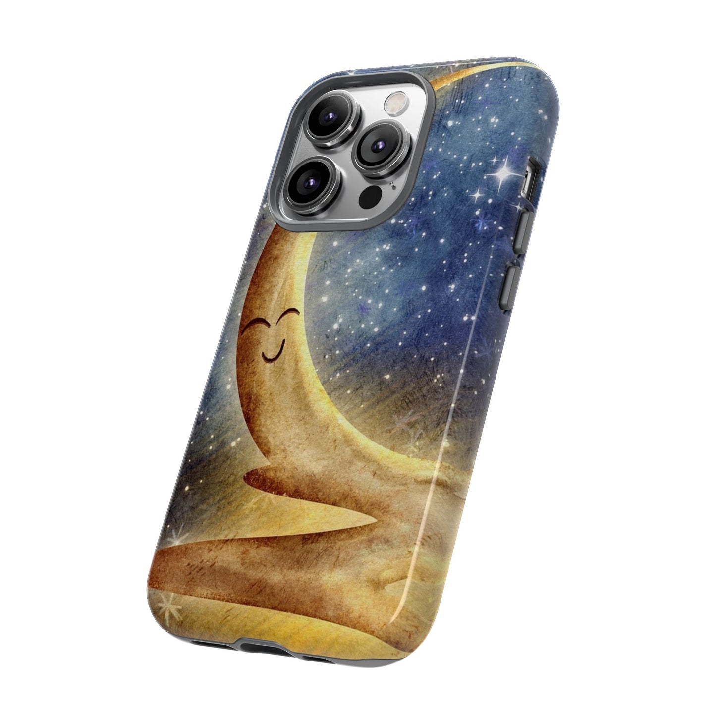 Moonlit Smile Phone Case — Starry Night Crescent Moon iPhone Cover