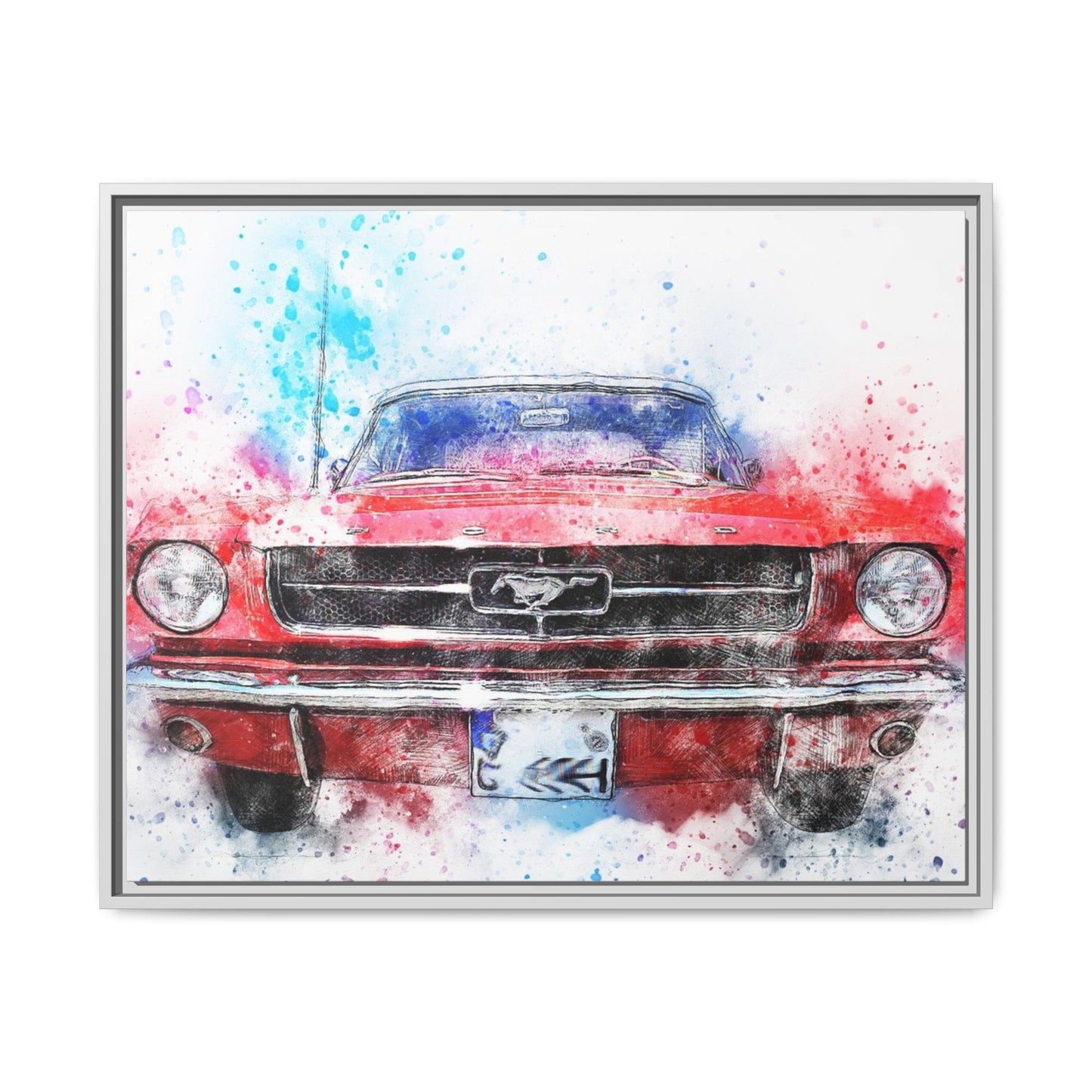 Matte Canvas, Framed Mustang Car