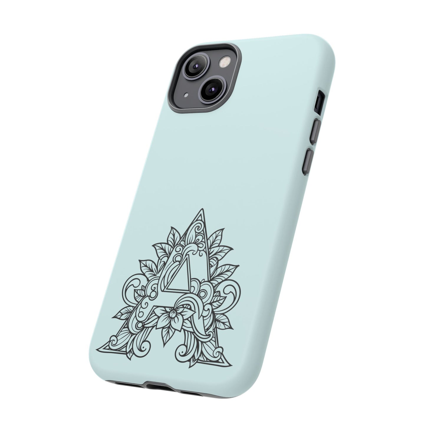 Personalized Tough Phone Case, Floral Monogram Cell Phone Cover, Custom Protective Case, Unique Gift, Birthday, Graduation