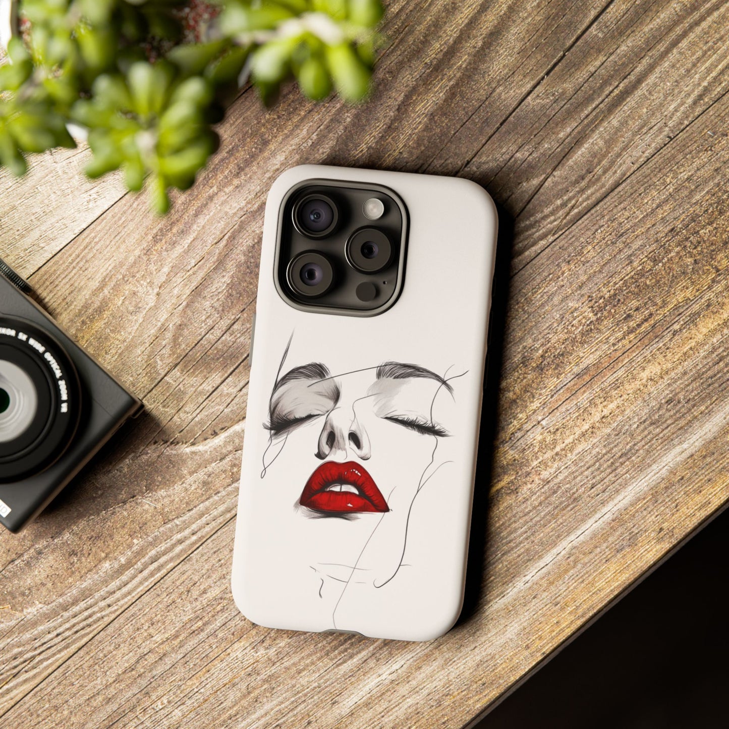 Stylish Phone Case with Artistic Lip Design, Femme Tech Accessory, Trendy Device Cover, Gift for Her, Unique Phone Accessories