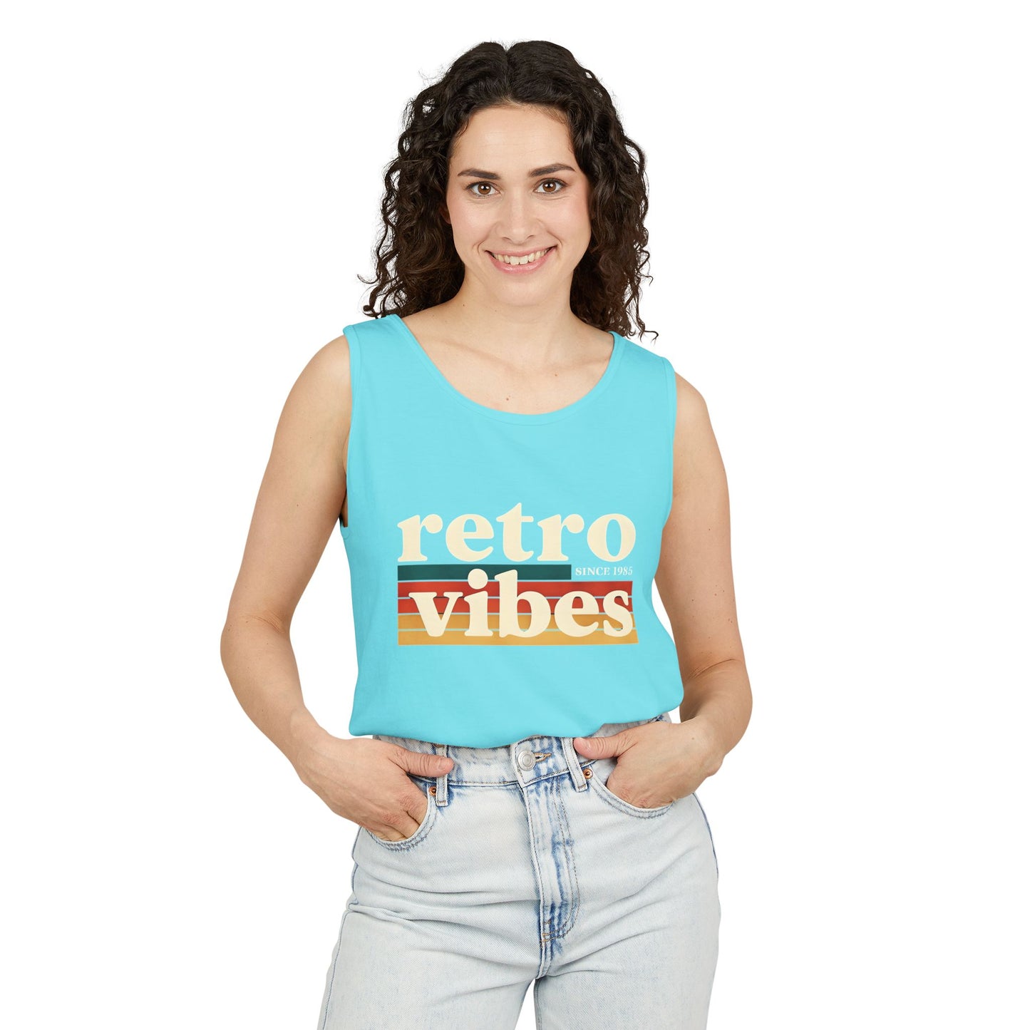 Retro Vibes Tank Top - Unisex Summer Apparel, Casual Wear, Beach Attire, Vintage Style, Gift for Friends
