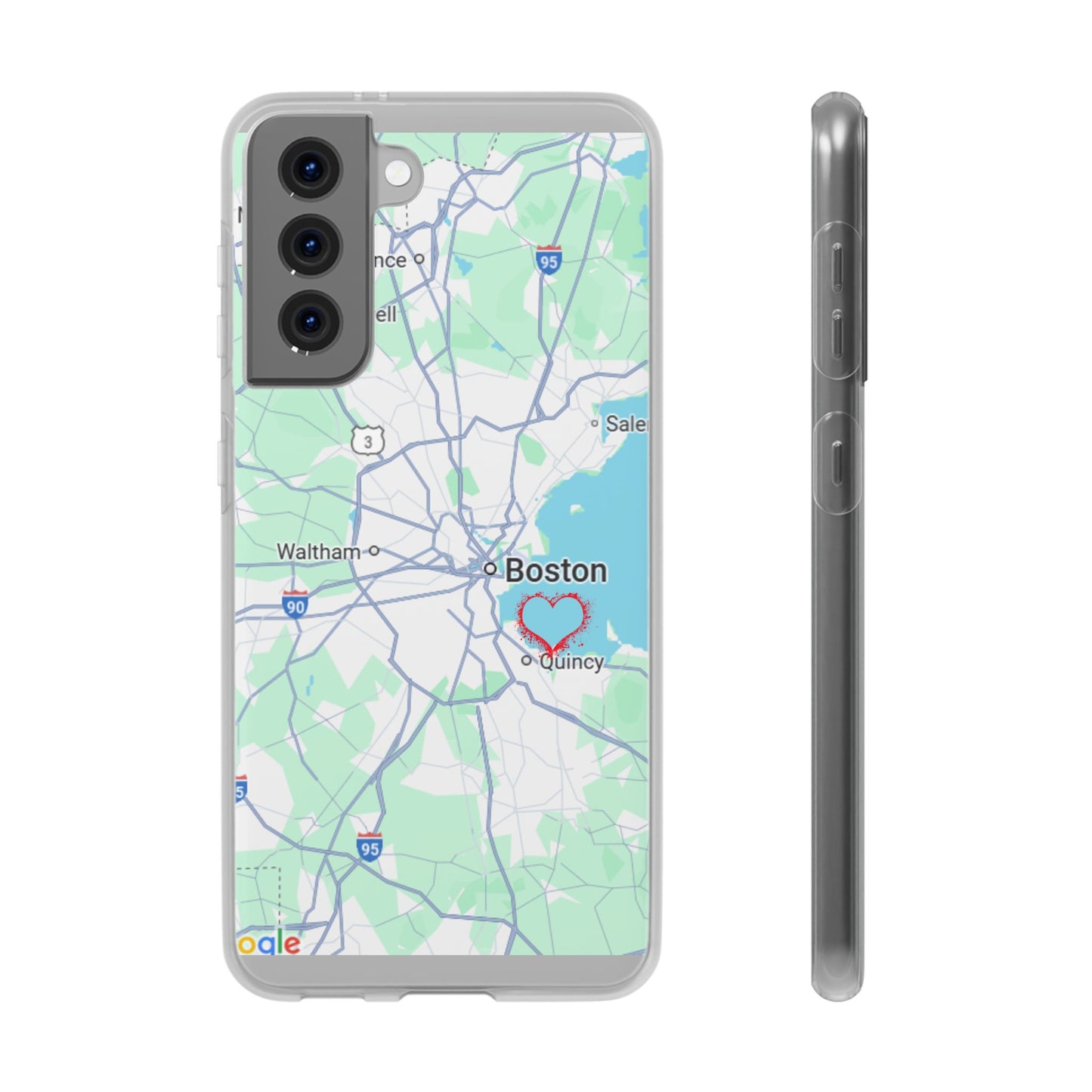 Boston Map Flexi Case for iPhone, Custom Location Phone Case, Unique Gift, Boston Heart Design, Travel Lover Accessory