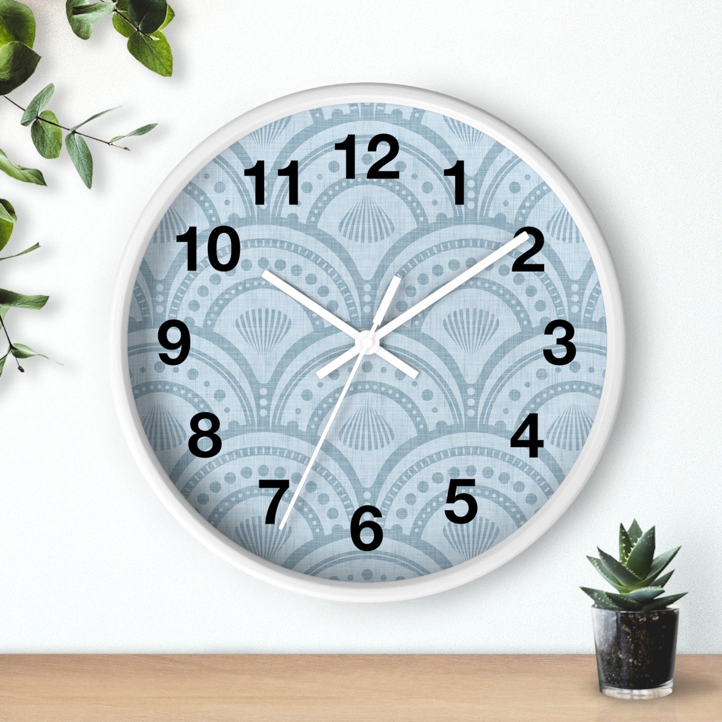 Coastal Blue Art Deco Wall Clock