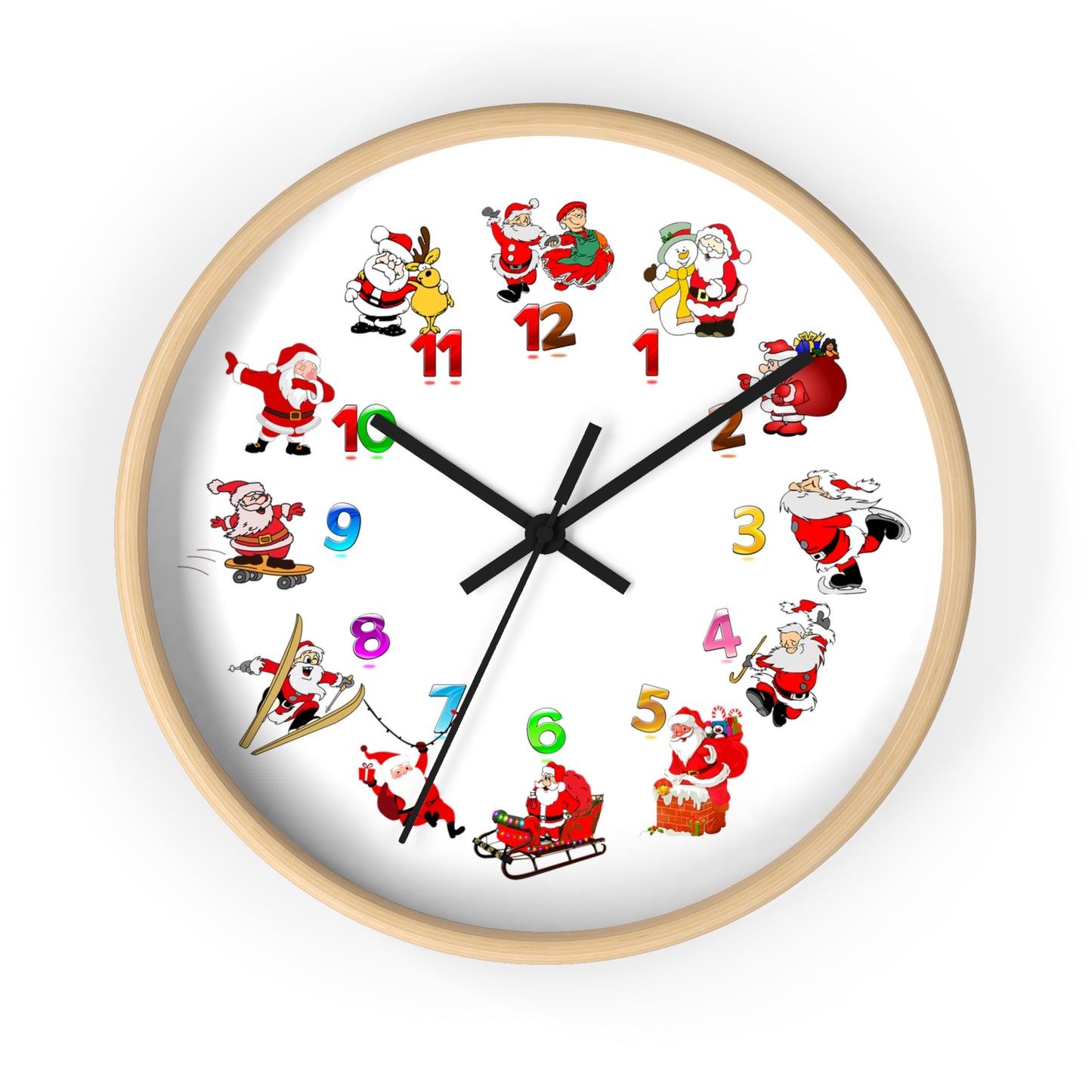 Festive Santa Wall Clock, Christmas Decor, Holiday Home Accent, Gift for Kids, Fun Timepiece, Seasonal Clock, Xmas Decoration