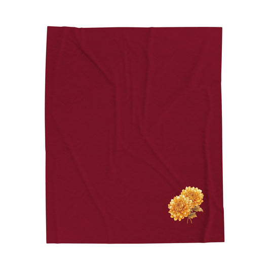 Cozy Velveteen Plush Blanket with Floral Design, Soft Throw Blanket for Home, Wedding Gift, Autumn Decor, Personalized Gift