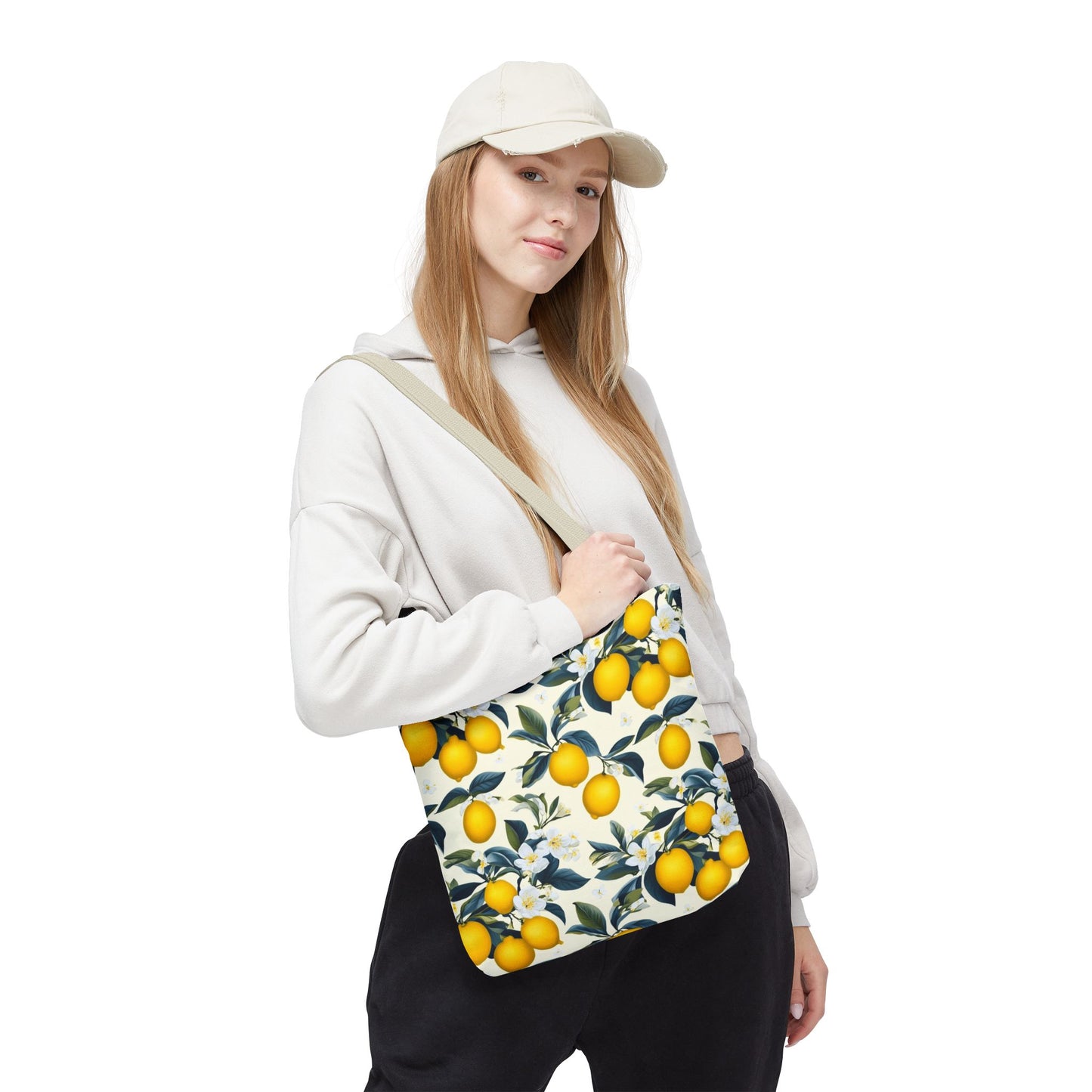Lemon Blossom All-Over Print Tote Bag — Citrus Floral Market Bag