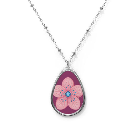 Floral Oval Necklace, Delicate Jewelry, Gift for Her, Nature-Inspired Accessory, Ideal for Birthdays, Anniversaries, and Mother’s Day