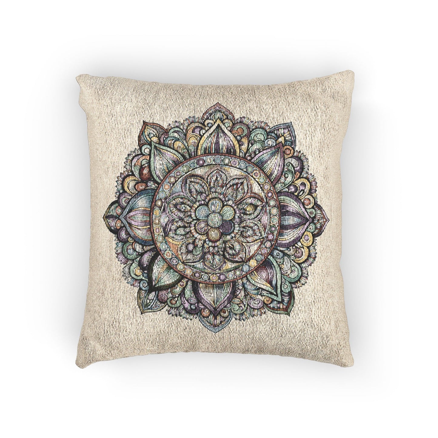 Boho Woven Pillow, Mandala Decor, Cozy Home Accent, Meditation Gift, Bohemian Living, Throw Pillow for Couch