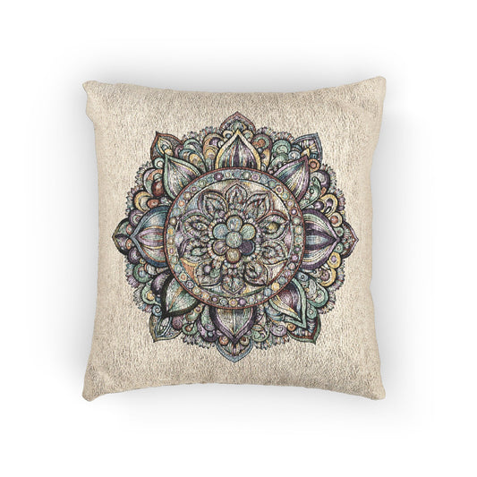 Boho Woven Pillow, Mandala Decor, Cozy Home Accent, Meditation Gift, Bohemian Living, Throw Pillow for Couch