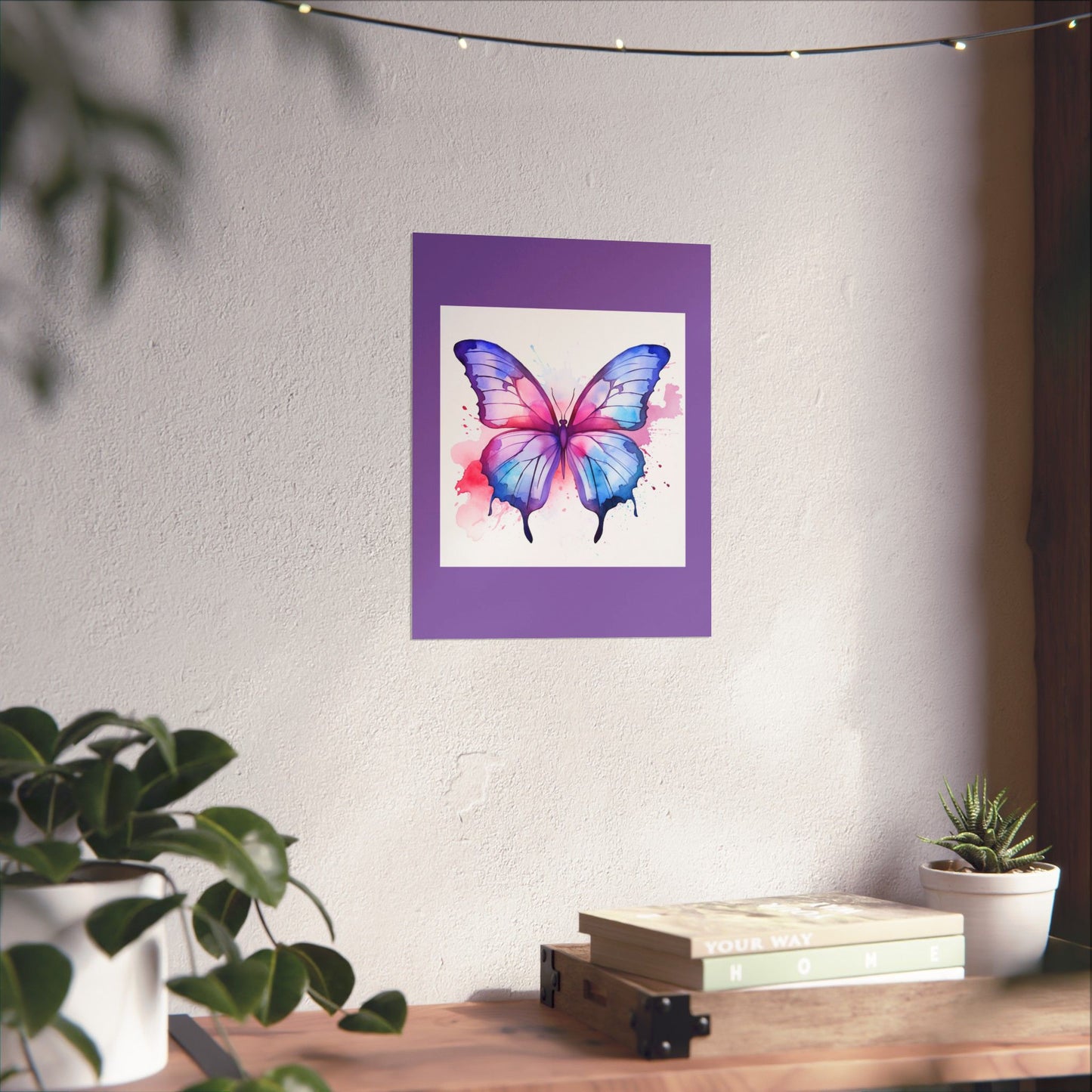 Butterfly Watercolor Matte Poster — Purple Vertical Art Print