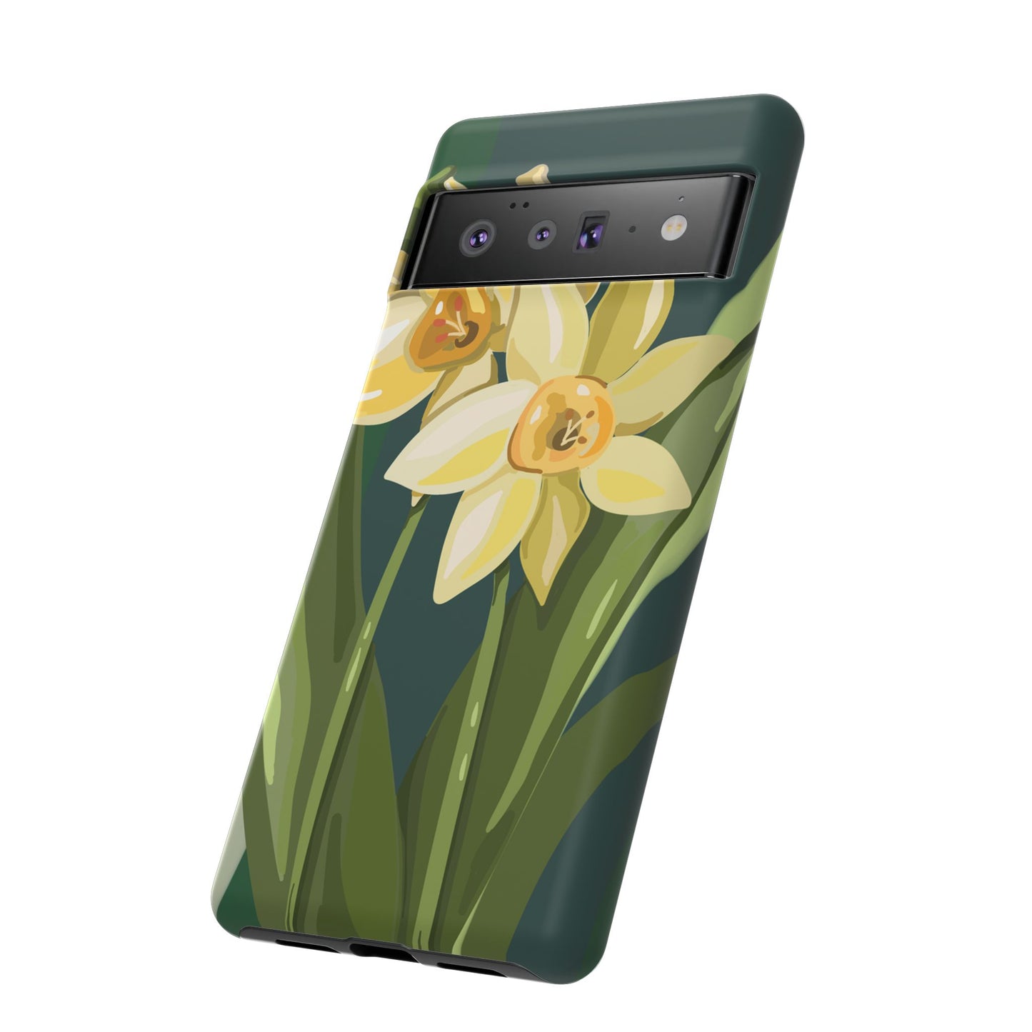 Floral Phone Case - Yellow Daffodil Design, Tough Phone Cover, Spring Decor, Floral Gift, Nature-Inspired Accessories