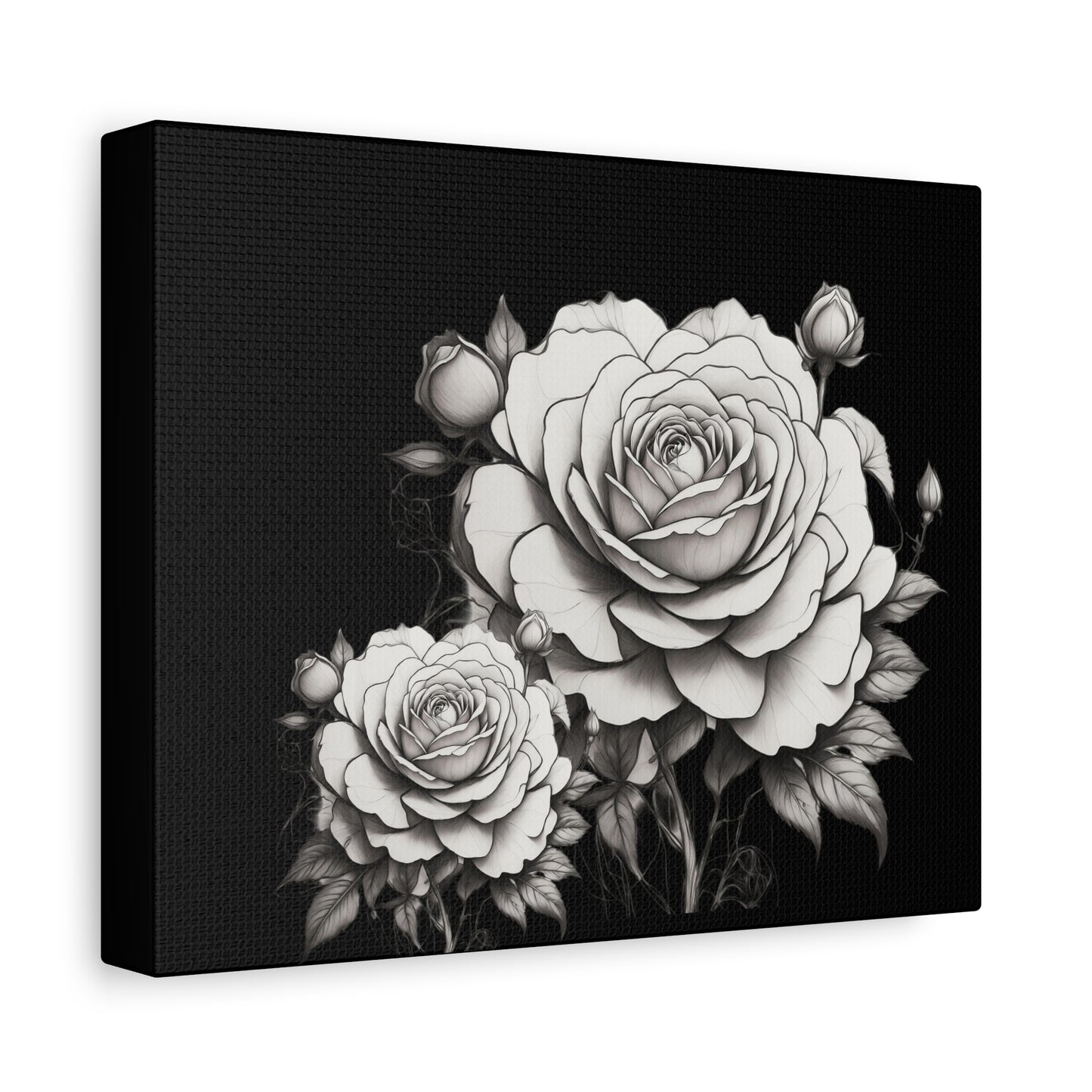Monochrome Rose Canvas Print — Black & White Floral Wall Art