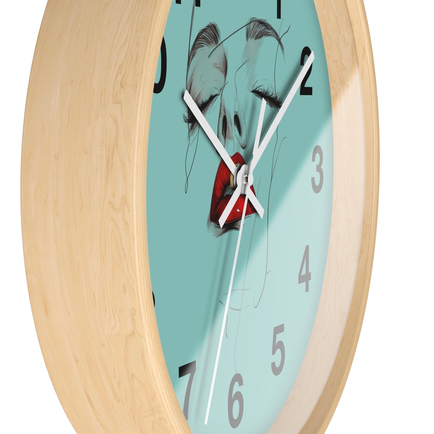 Modern Art Wall Clock - Abstract Lips Design, Home Decor, Gift for Her, Unique Wall Decor, Feminine Artwork, Stylish Timepiece