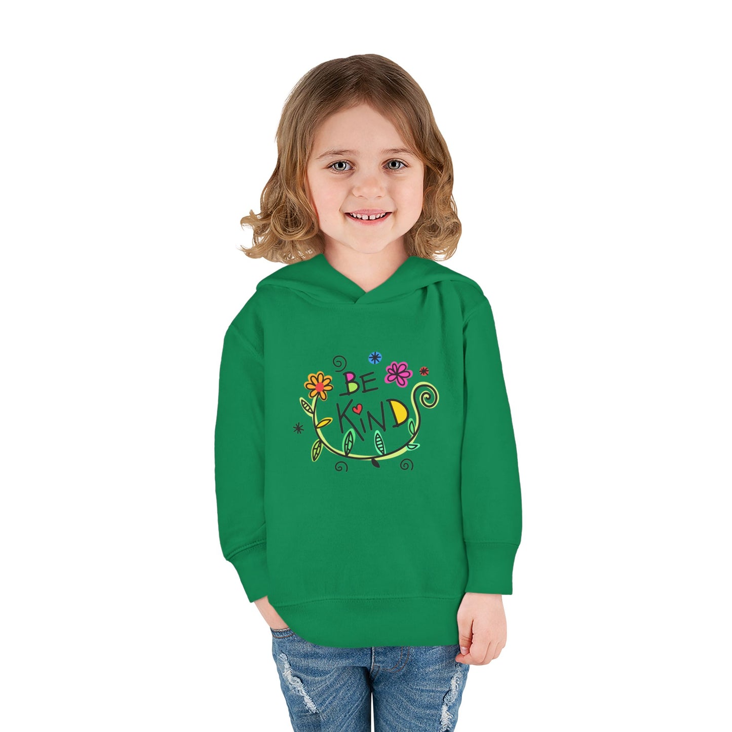 Toddler Fleece Hoodie - 'Be Kind' Floral Design, Cozy Kids Pullover, Cute Gift for Toddlers, Everyday Wear, Spring Outfit