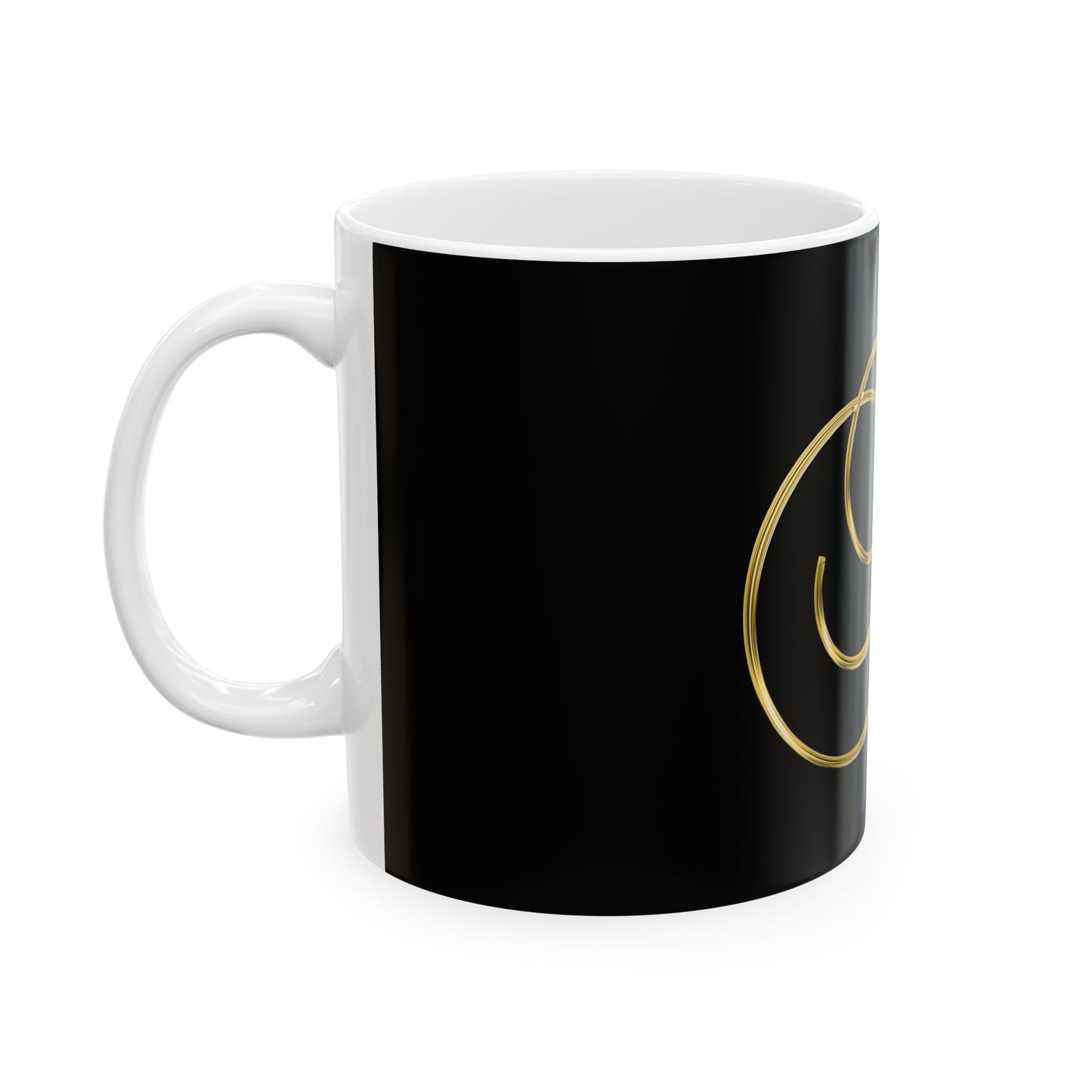 Gold Monogram 'M' Ceramic Mug – Elegant Initial Coffee Cup (11oz & 15oz)
