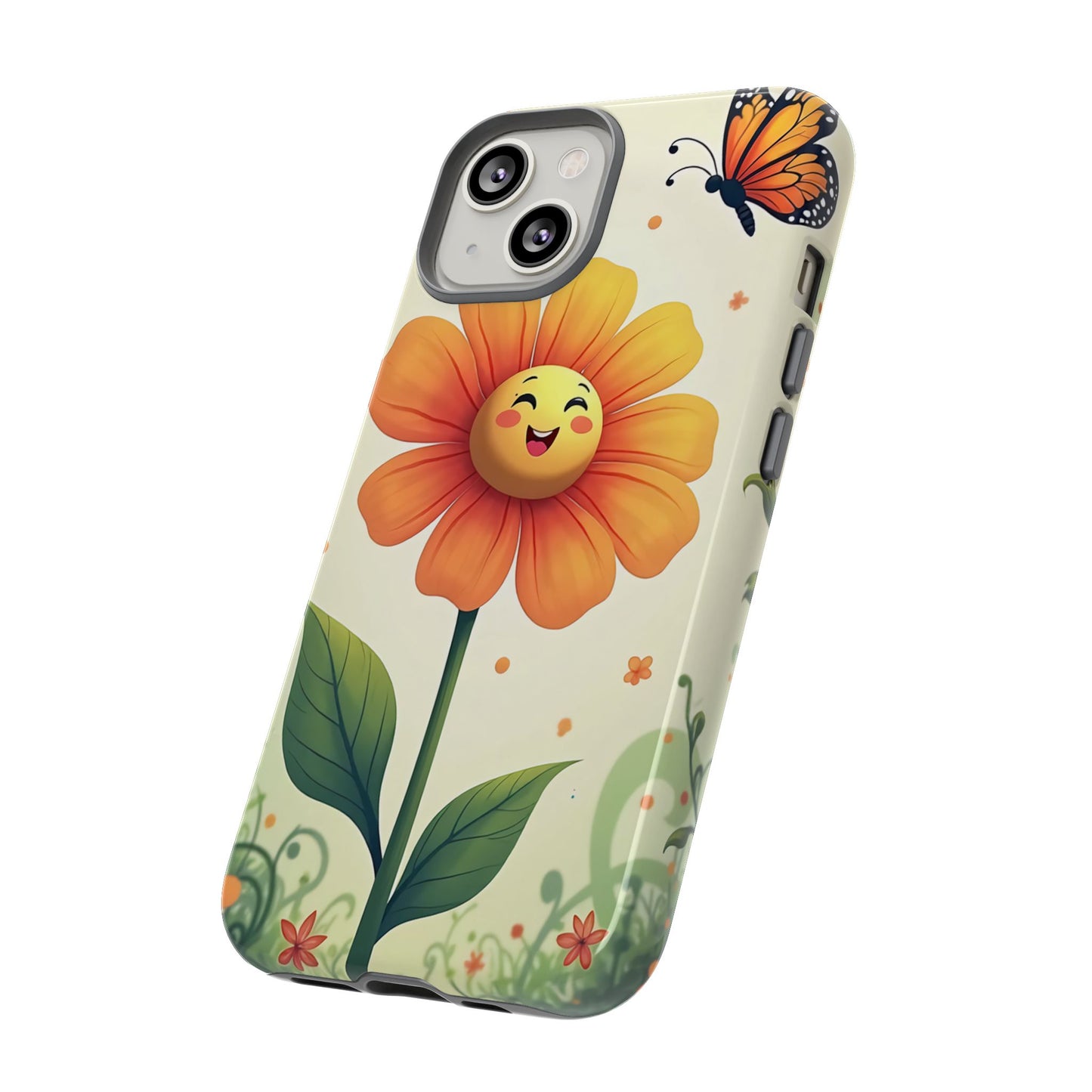 Floral Phone Case with Butterfly Design, Cute Flower Phone Cover for Nature Lovers, Eco-Friendly Gift, Spring Vibes, Birthday Present