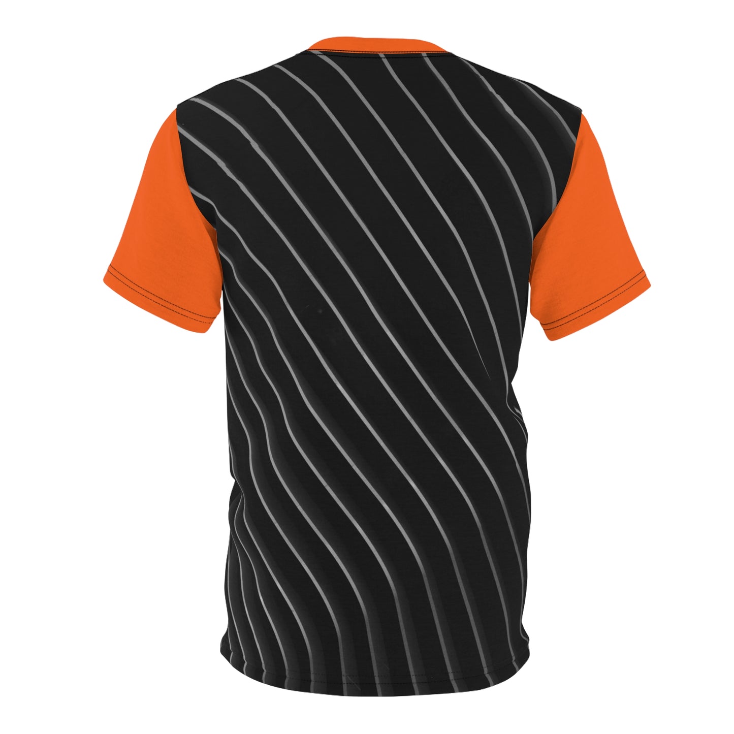 Stylish Unisex Cut & Sew Tee, Trendy Striped Black and Orange Shirt