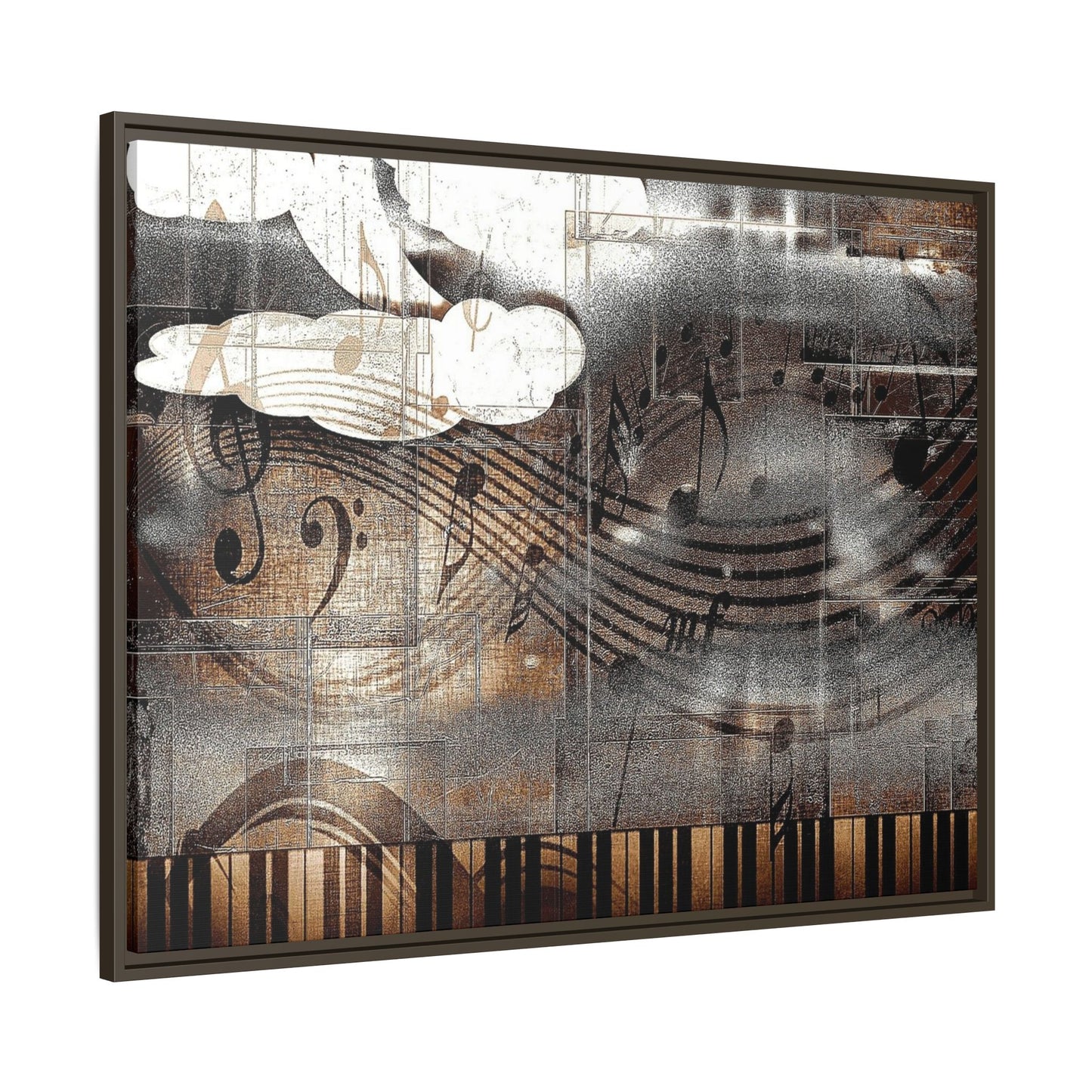Framed Music Notes Canvas Print — Abstract Vintage Piano & Sheet Music Wall Art